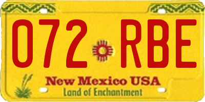 NM license plate 072RBE