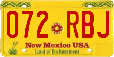 NM license plate 072RBJ