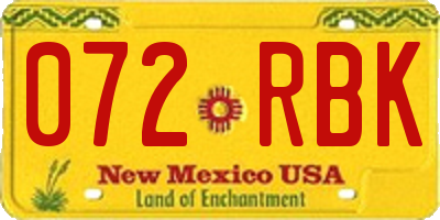 NM license plate 072RBK