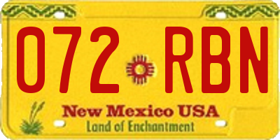 NM license plate 072RBN