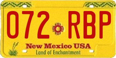 NM license plate 072RBP