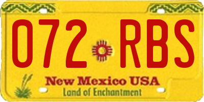 NM license plate 072RBS