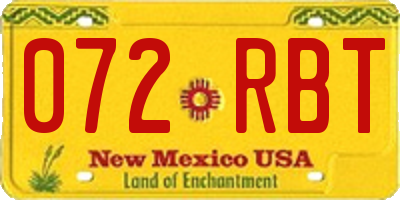 NM license plate 072RBT