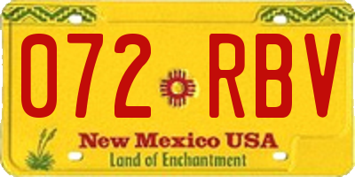 NM license plate 072RBV