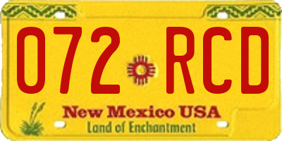 NM license plate 072RCD