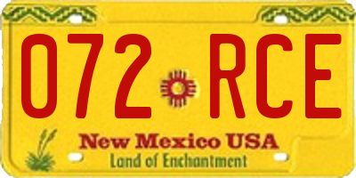 NM license plate 072RCE