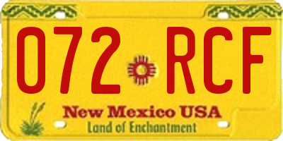 NM license plate 072RCF