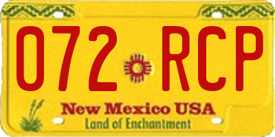 NM license plate 072RCP