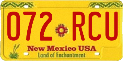 NM license plate 072RCU