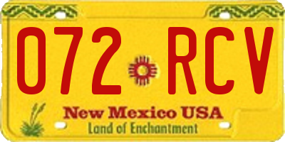 NM license plate 072RCV