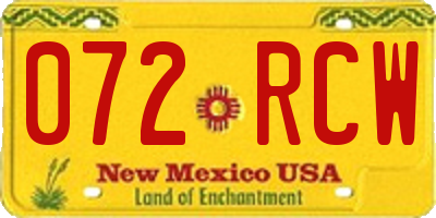 NM license plate 072RCW