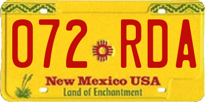 NM license plate 072RDA