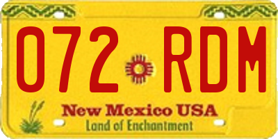 NM license plate 072RDM