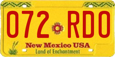 NM license plate 072RDO