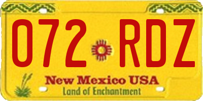 NM license plate 072RDZ