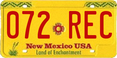 NM license plate 072REC