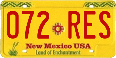 NM license plate 072RES