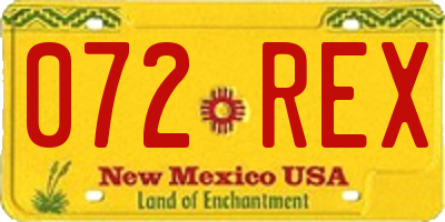 NM license plate 072REX