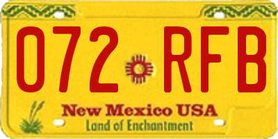NM license plate 072RFB