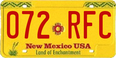 NM license plate 072RFC