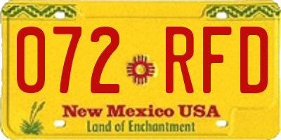 NM license plate 072RFD