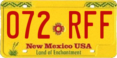 NM license plate 072RFF