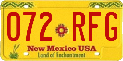 NM license plate 072RFG