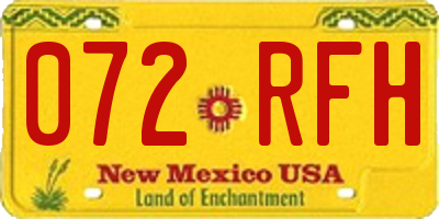 NM license plate 072RFH