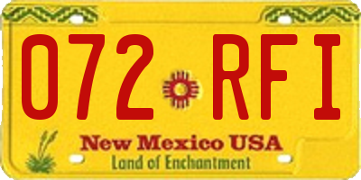NM license plate 072RFI