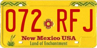 NM license plate 072RFJ