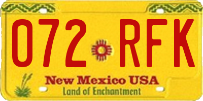 NM license plate 072RFK