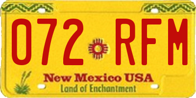 NM license plate 072RFM