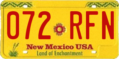 NM license plate 072RFN