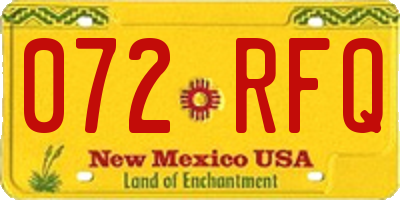 NM license plate 072RFQ