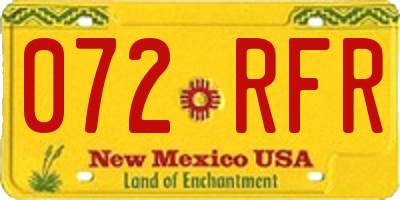 NM license plate 072RFR
