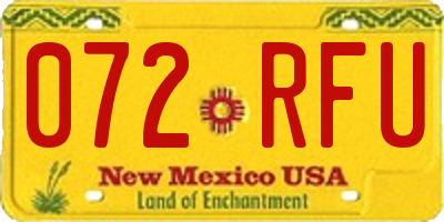 NM license plate 072RFU