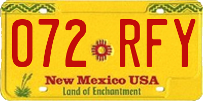 NM license plate 072RFY