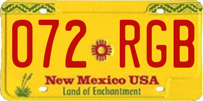NM license plate 072RGB