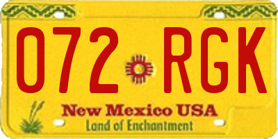 NM license plate 072RGK