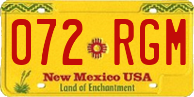 NM license plate 072RGM