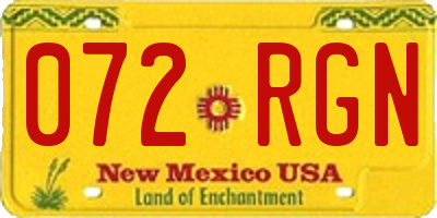 NM license plate 072RGN