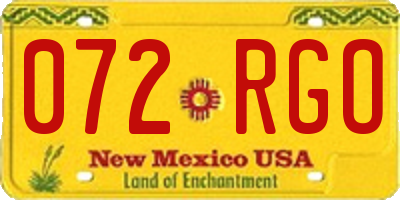 NM license plate 072RGO