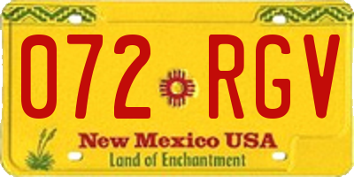 NM license plate 072RGV