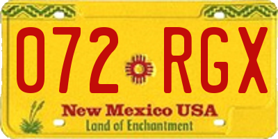 NM license plate 072RGX
