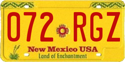 NM license plate 072RGZ