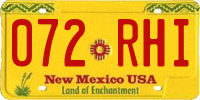 NM license plate 072RHI