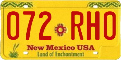 NM license plate 072RHO