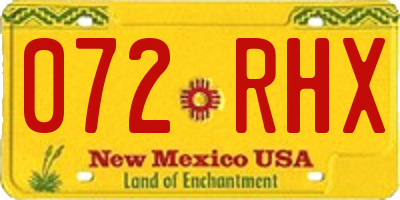 NM license plate 072RHX