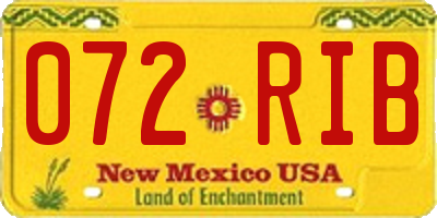 NM license plate 072RIB