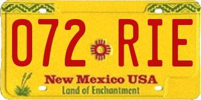 NM license plate 072RIE